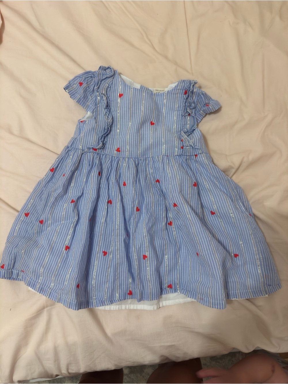 OshKosh B'gosh Blue Stripe Dress with Red Heart Accents